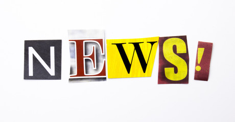 A word writing text showing concept of News made of different magazine newspaper letter for Business case on the white background with copy space