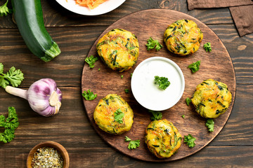 Vegetable cutlet from carrot, zucchini, potato