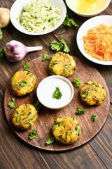 Vegetable cutlet from carrot, zucchini, potato