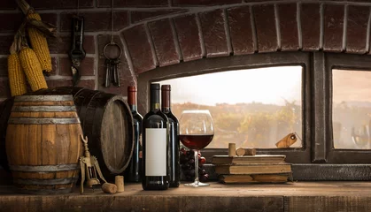 Tuinposter Rustic wine cellar in the countryside © stokkete