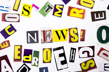 A word writing text showing concept of News made of different magazine newspaper letter for...