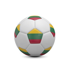 Soccer football with Lithuania flag. 3D Rendering