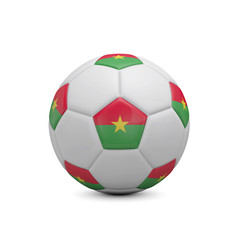 Soccer football with Burkina Faso flag. 3D Rendering