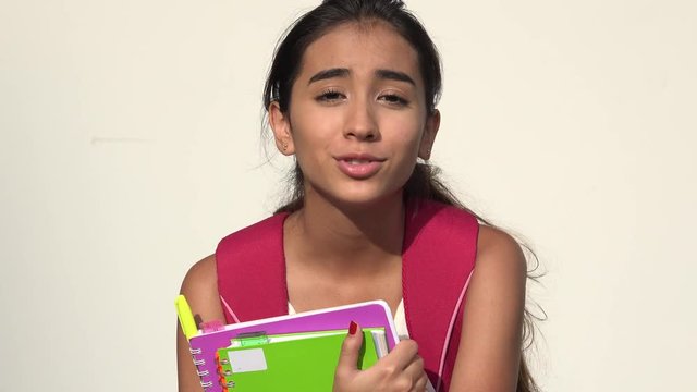 hispanic female teen student talking