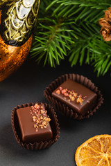 Luxury handmade bonbons with colorful salt