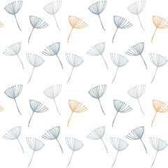 Floral vector seamless pattern with stylized dandelion fluffs.