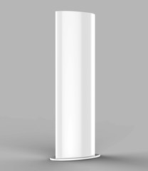 Curved totem poster light advertising display stand. 3d render illustration.