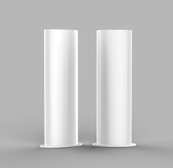 Curved totem poster light advertising display stand. 3d render illustration.