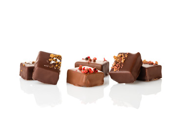 Set of luxury handmade chocolate bonbons