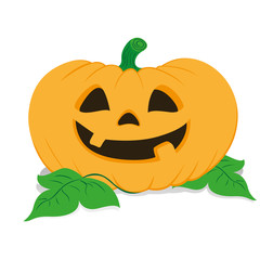 Icon of a pumpkin head with a smiling face, halloween ornament celebration. Ideal for catalogs of institutional materials