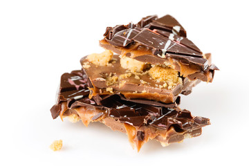 luxury handmade chocolate bar with biscuit crumb and caramel filling