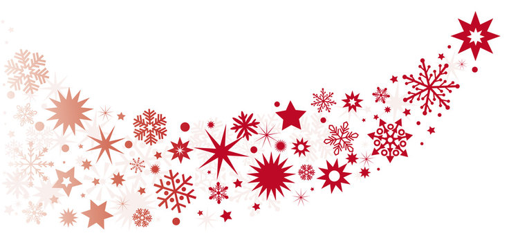 Banner Weihnachtsdeko rot. Vektor Illustration mit roten Sternen in unterschiedlichen Formen