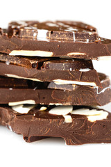 Stack of cracked luxury handmade chocolate bar