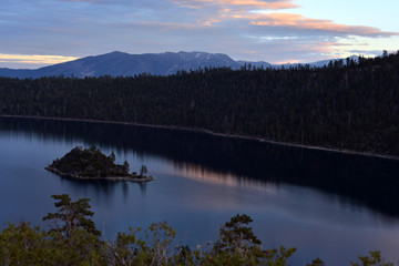 Lake at sunrise. Landscape and water.