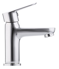 Mixer cold hot water. Modern faucet  bathroom.  Kitchen tap  . Isolated  white background. Side view.