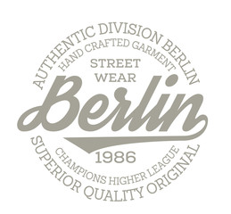 Obraz premium Projekt koszulki sportowej w Berlinie, typografia w stylu drużyny sportowej na plakat, koszulkę lub nadruk.