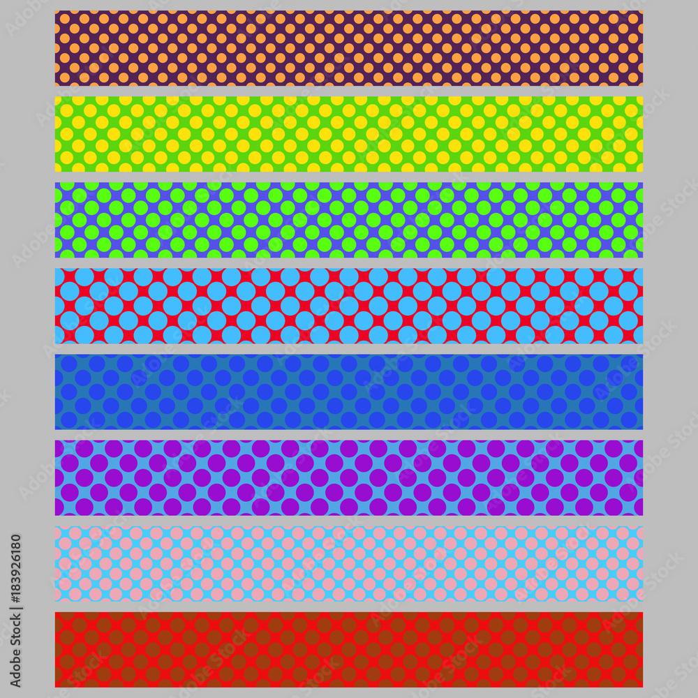 Poster color seamless polka dot pattern web banner background template set - abstract vector graphic design
