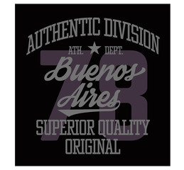 Fototapeta premium Projekt koszulki sportowej Buenos Aires, typografia w stylu drużyny sportowej na plakat, koszulkę lub nadruk.