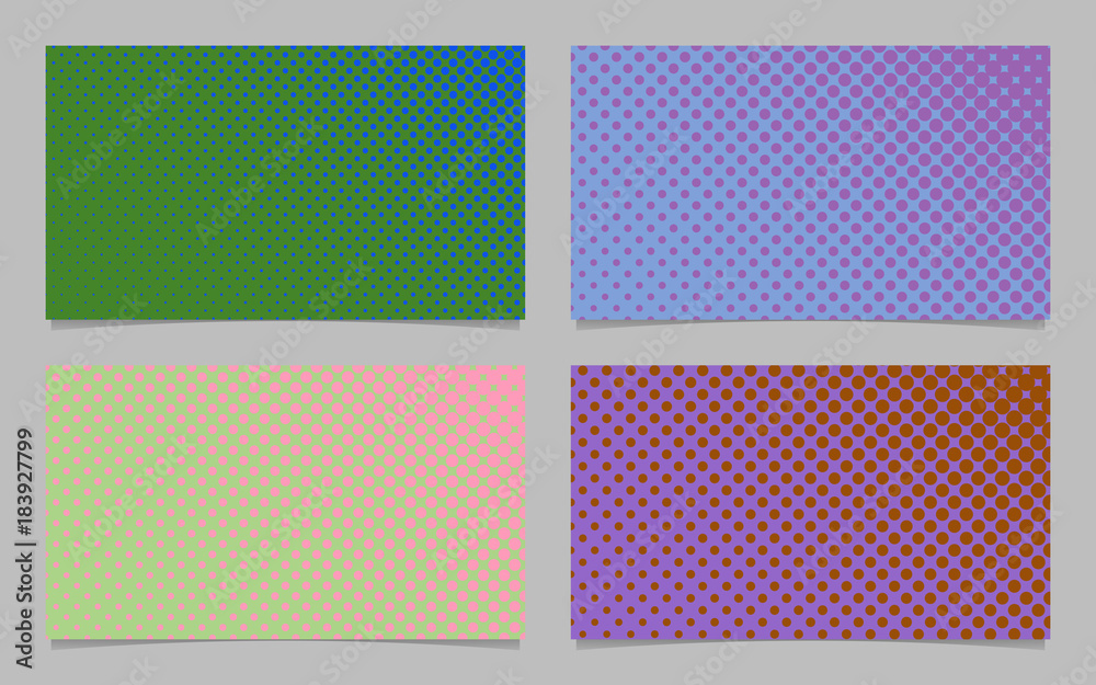 Poster abstract halftone dot pattern business card background template design set - vector personal graphic