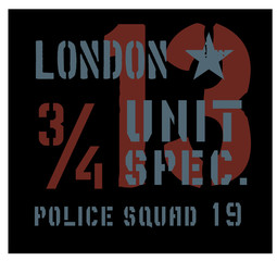 London military plate, realistic looking military typography for t-shirt, poster, print.