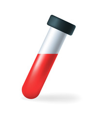 Realistic Cute Test Tube Icon on White Background . Isolated Vector Illustration 