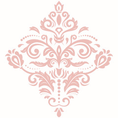 Elegant vector ornament in classic style. Abstract traditional pattern with oriental elements. Classic pink vintage pattern