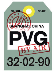 Shanghai airline tag design. Realistic looking buggage tag.
