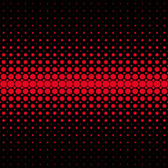 Abstract geometrical halftone dot pattern background - vector graphic from red circles on black background