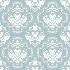 Fototapeta na wymiar Classic seamless vector pattern. Damask orient white ornament. Classic vintage background