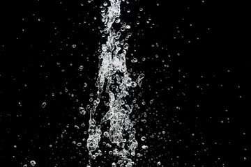 clear splash water isolated on black