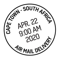 Cape town postage stamp. Realistic looking stamp with city name.
