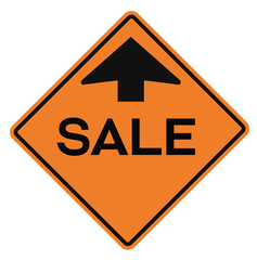 Sale attention plate. Road sign design for retail business poster.