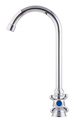Mixer cold hot water. Modern faucet  bathroom.  Kitchen tap  . Isolated  white background. Side view.