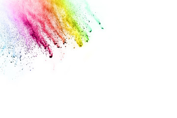 abstract powder splatted on white background,Freeze motion of color powder exploding/throwing color...