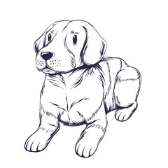 an illustration of a sitting dog. Illustrations for dog years in chinese calendar.