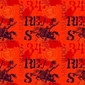 Ab absurdo - from the absurd - in latin, Madrid knight vintage pattern design. 