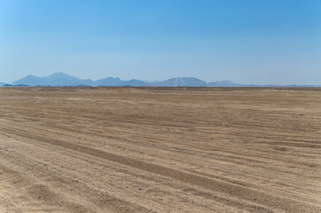 Fototapeta na wymiar The landscape of the hot desert in Egypt