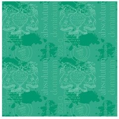 Obraz premium Absolutum dominium - absolute dominion in latin language. Vintage Madrid coat of arms pattern design.