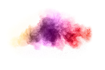 abstract powder splatted on white background,Freeze motion of color powder exploding/throwing color...