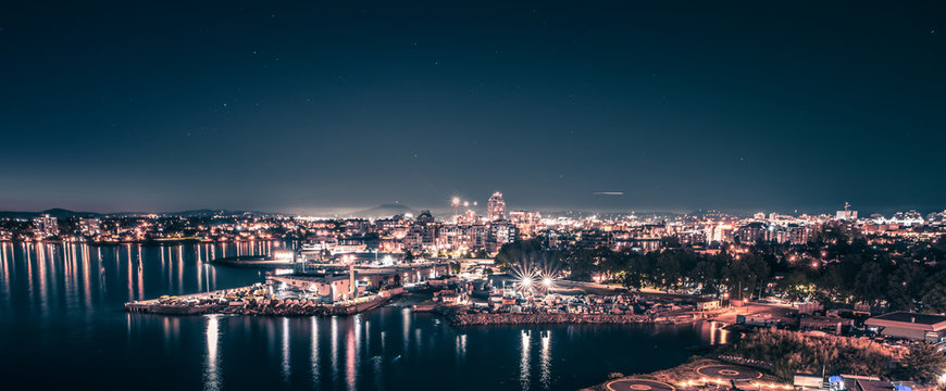 victoria british columbia city lights view from cruise ship