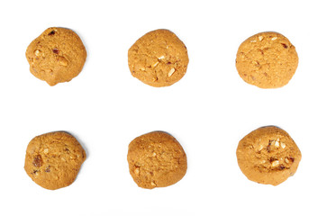 Oatmeal raisin cookie isolated on a white background