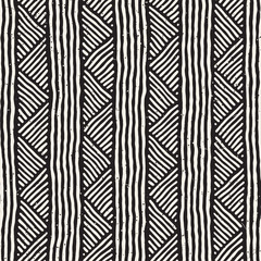 Hand drawn style ethnic seamless pattern. Abstract geometric tiling background in black and white.