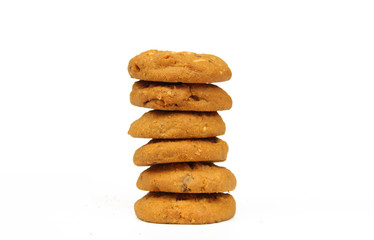 Oatmeal raisin cookie isolated on a white background