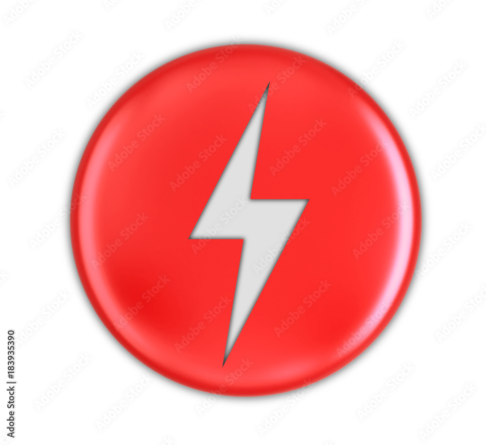Poster button with lightning. image with clipping path