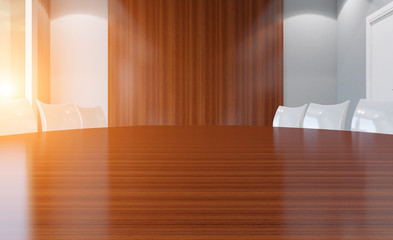 Modern office Cabinet. Meeting room. 3D rendering. Sunset