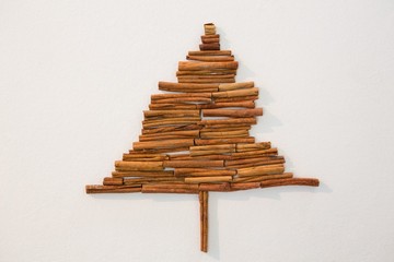 Christmas tree made from cinnamon sticks