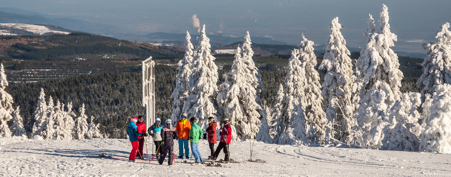 Panorama Skifahren im Erzgebirge