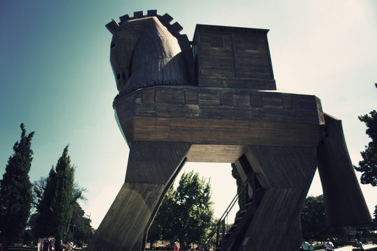 Troja Canakkale, die T&uuml;rkei  Das Trojanische Pferd  von Holzmode .Pferd ist eine Geschichte vom Trojan Krieg