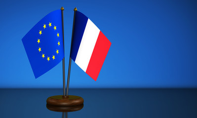 France European Union Desk Flag