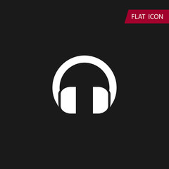 Vector headphones icon. Black symbol silhouette isolated on modern gradient background